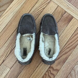 UGG Women’s Dark Brown Suede Shearling Lined Slip-On Moccasins